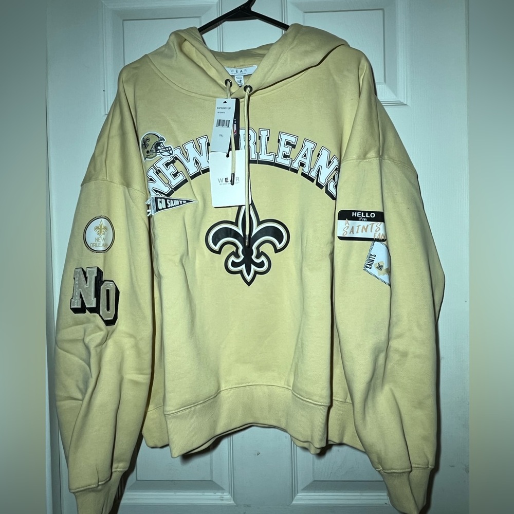 WOMENS PLUS 2XL NO SAINTS CREAM HOODIE!!